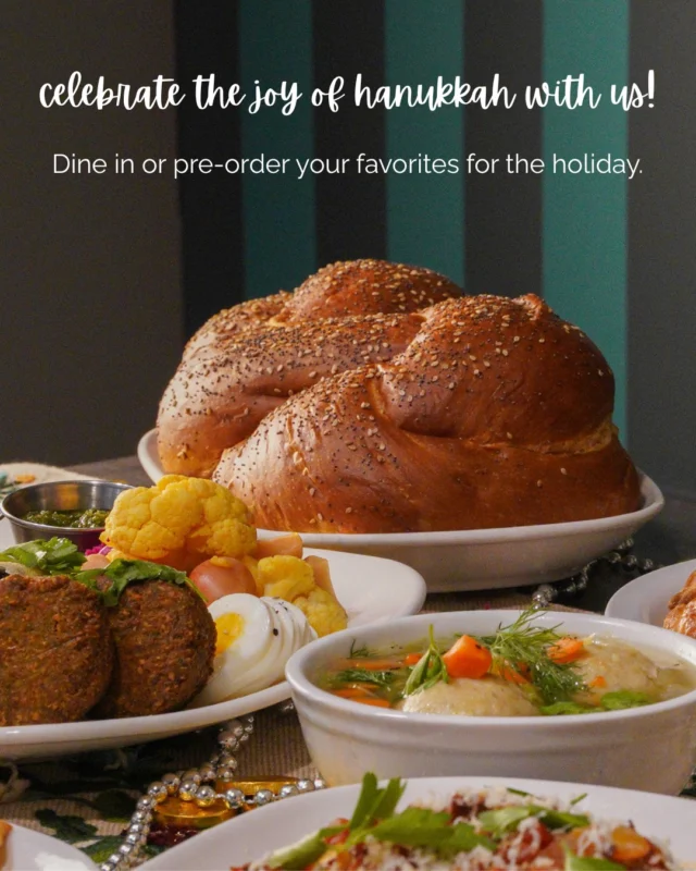 Happy Hanukkah from all of us at Grossman's! Our holiday menu is here, including all your favorites. Celebrate with us in-house or pick up your preorder December 14 through December 22 from 11am to 8pm.