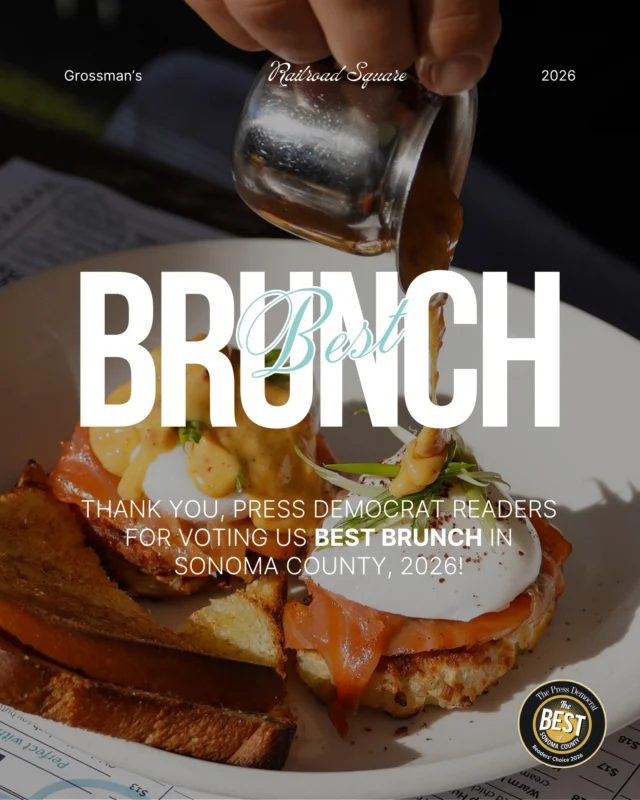 We’re feeling the love. ❤️ Thank you to everyone who voted Grossman’s Best Brunch in Sonoma County for 2026! We’re so grateful to be part of this community and to spend your mornings with you.
